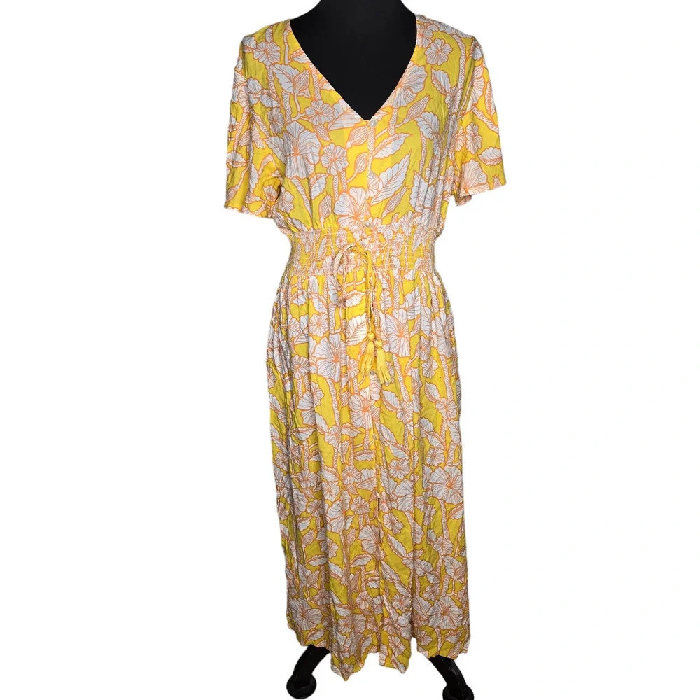 Margaux Riviera Yellow Floral Midi Dress‎